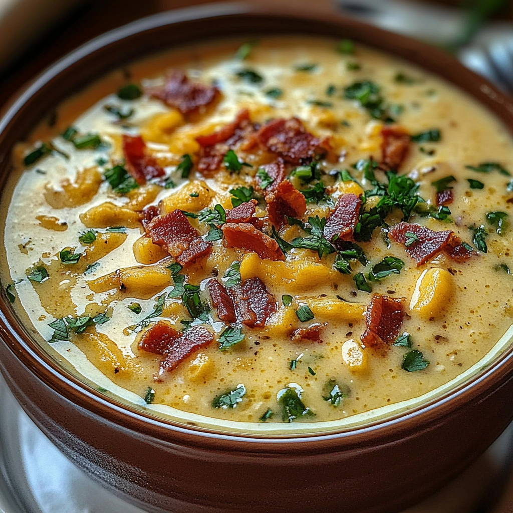 Recipe preparation for Jalapeno Popper Soup Bacon