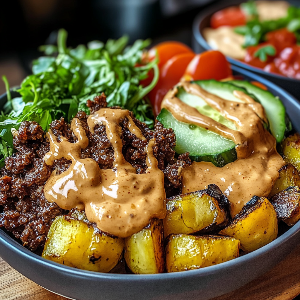 Recipe preparation for Burger Bowls
