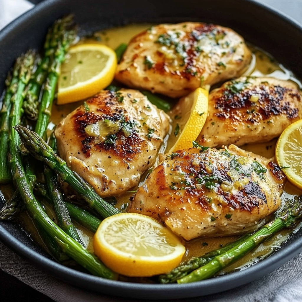 Recipe preparation for Sheet Pan Lemon Chicken with Asparagus