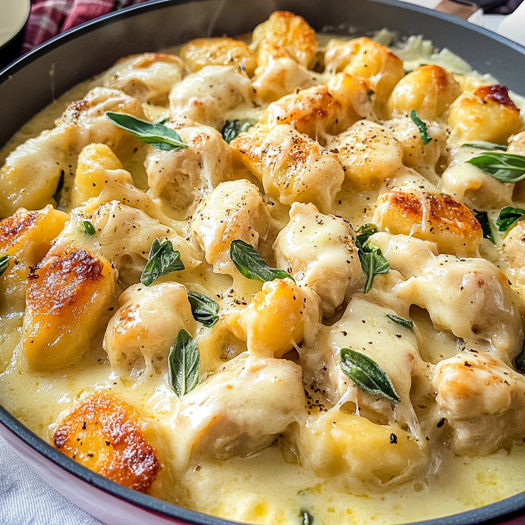 Recipe preparation for Chicken Alfredo Gnocchi