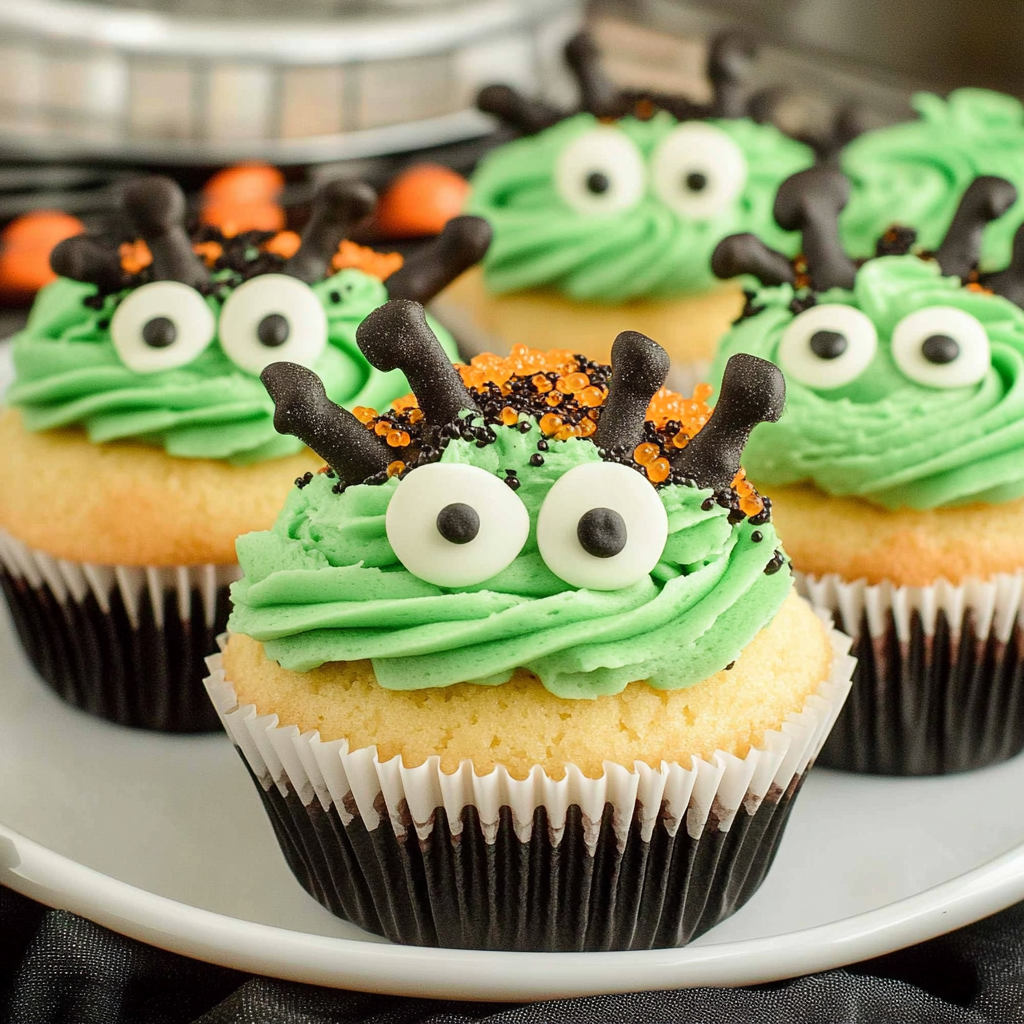 Recipe preparation for Halloween Monster Cupcakes