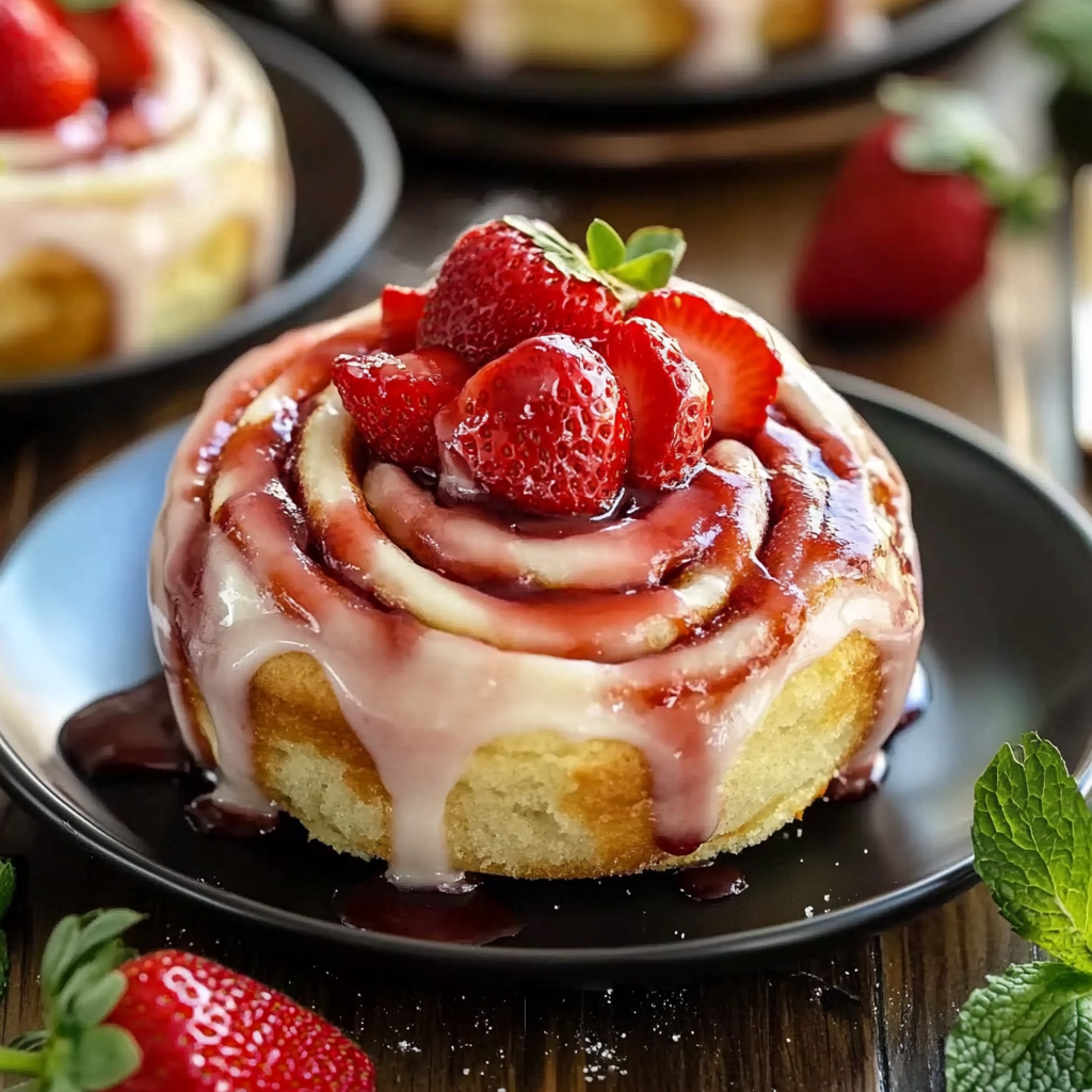 Recipe preparation for strawberry cheesecake cinnabon rolls