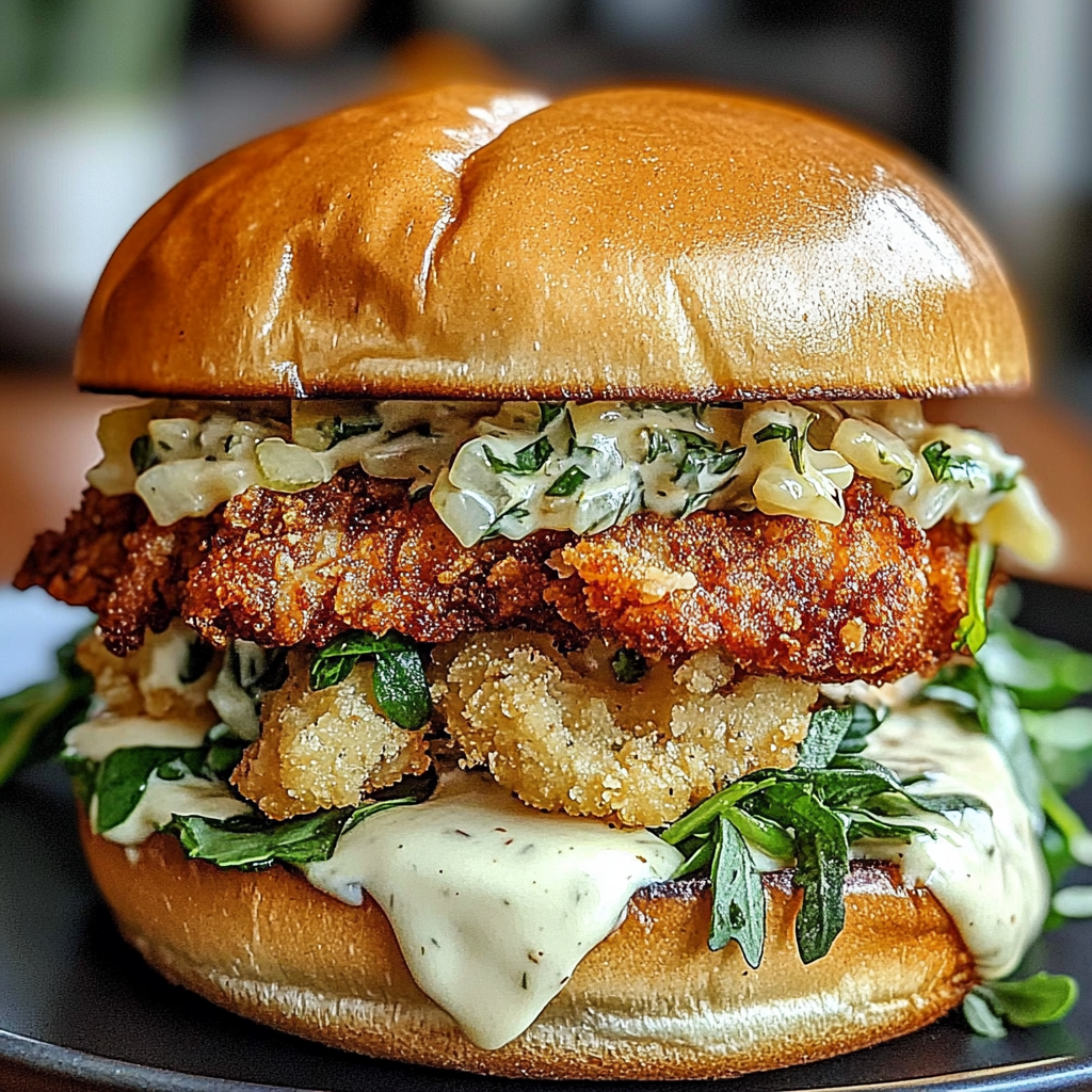 Recipe preparation for Crispy Chicken Caesar Sandwich