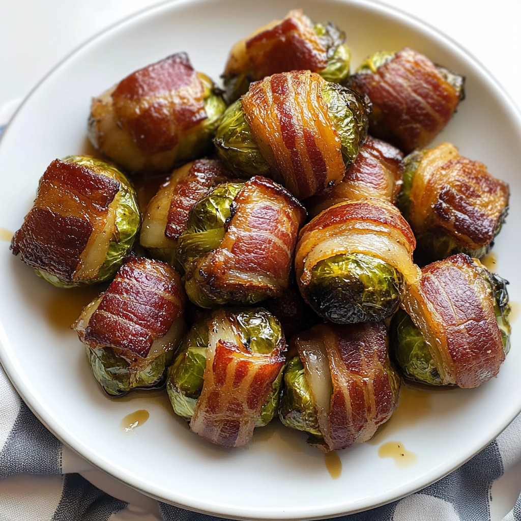 Recipe preparation for Bacon Wrapped Brussels Sprouts