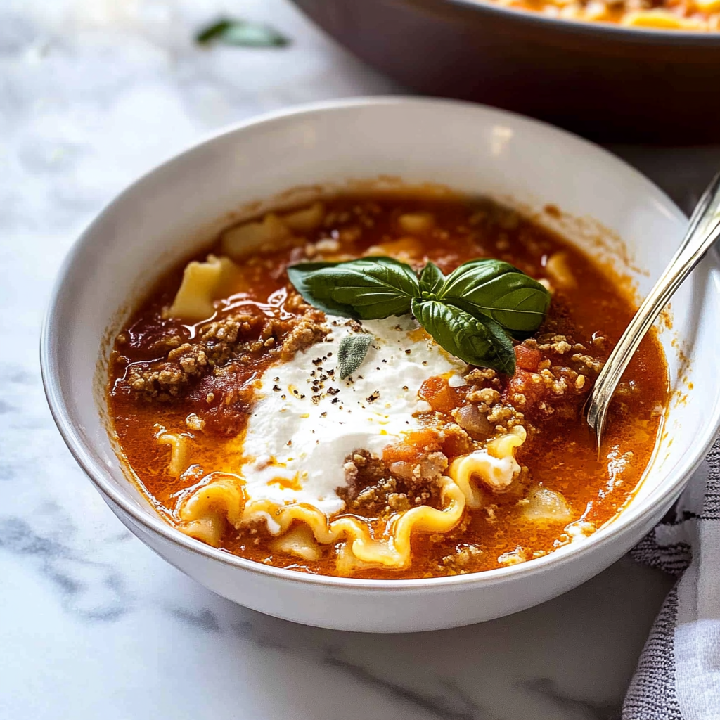 Recipe preparation for lasagna soup