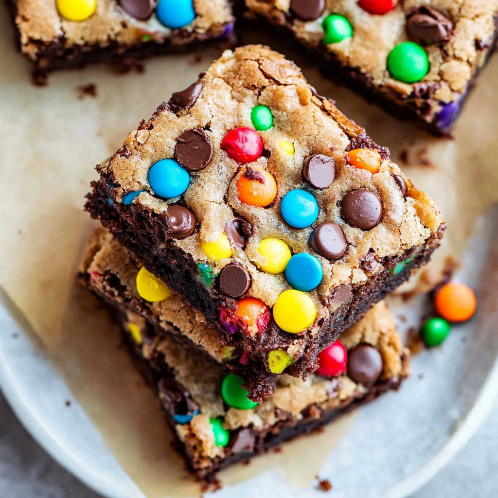 Recipe preparation for Monster Cookie Fudgy Brownies