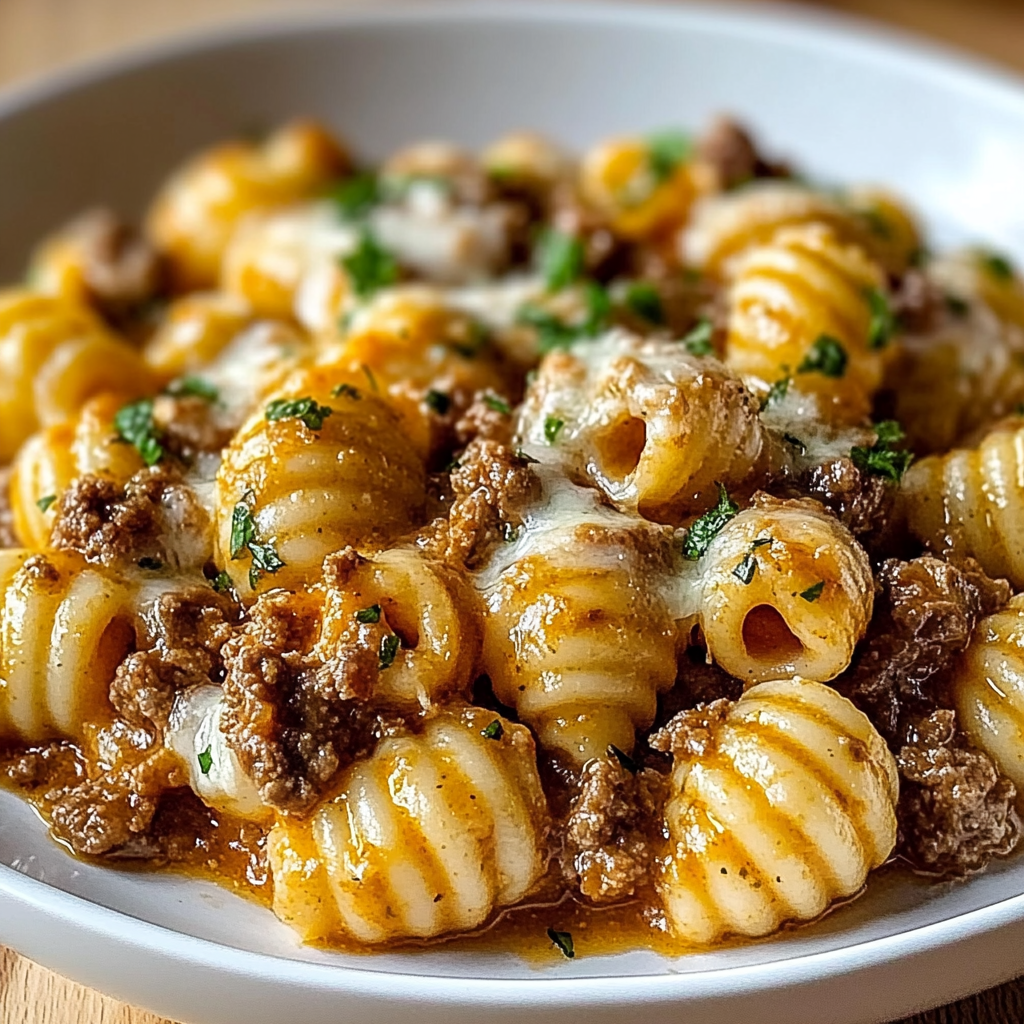 Recipe preparation for One Pot Cheesy Beef Shells