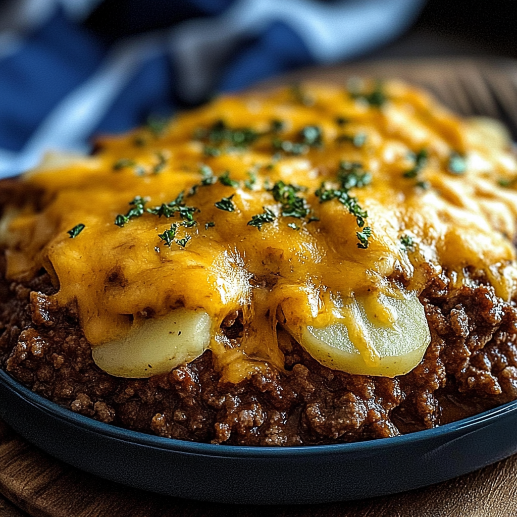 Recipe preparation for Cheesy Ground Beef Potatoes