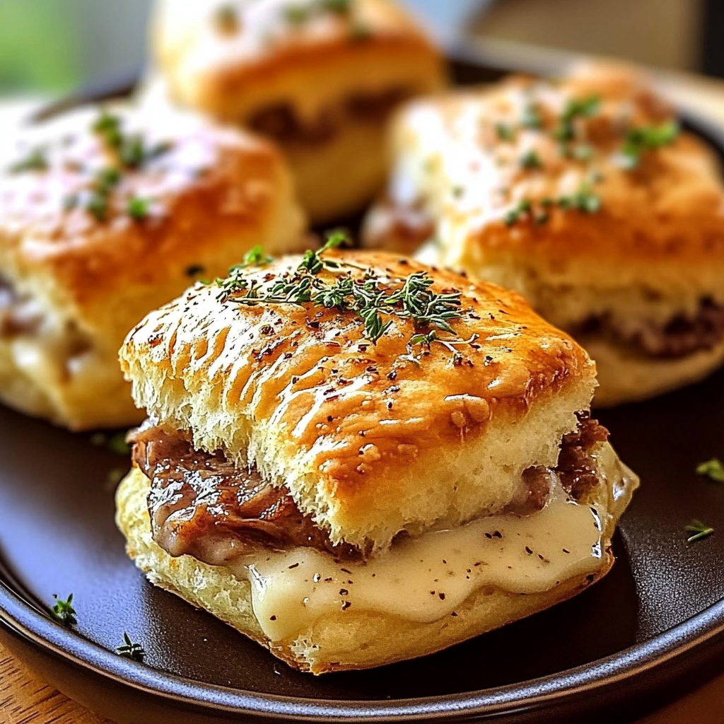 Recipe preparation for Baked French Dip Biscuits