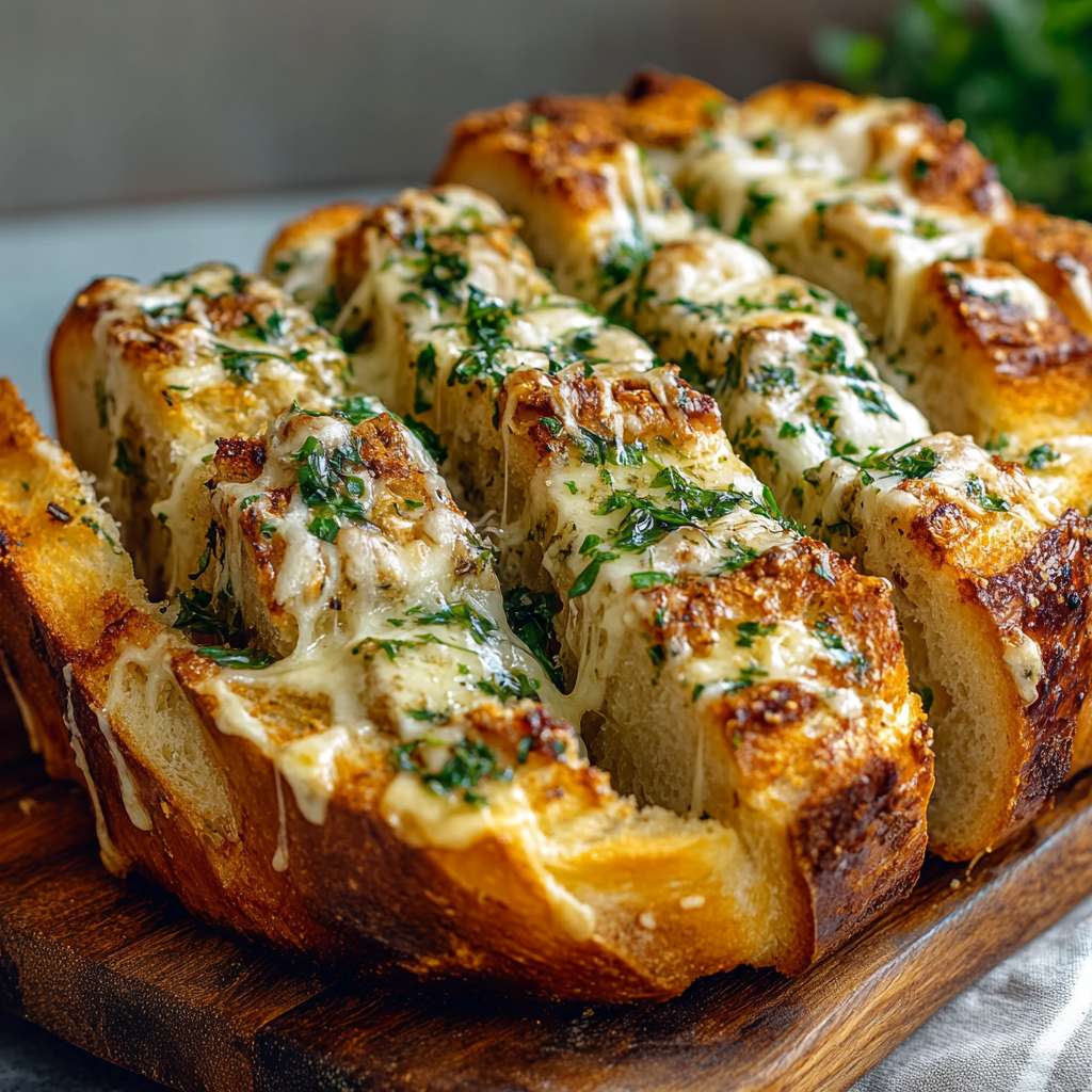 Recipe preparation for Cheesy Herbed Garlic Bread