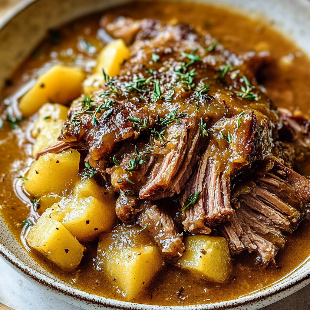 Recipe preparation for Apple Cider Braised Pork Shoulder