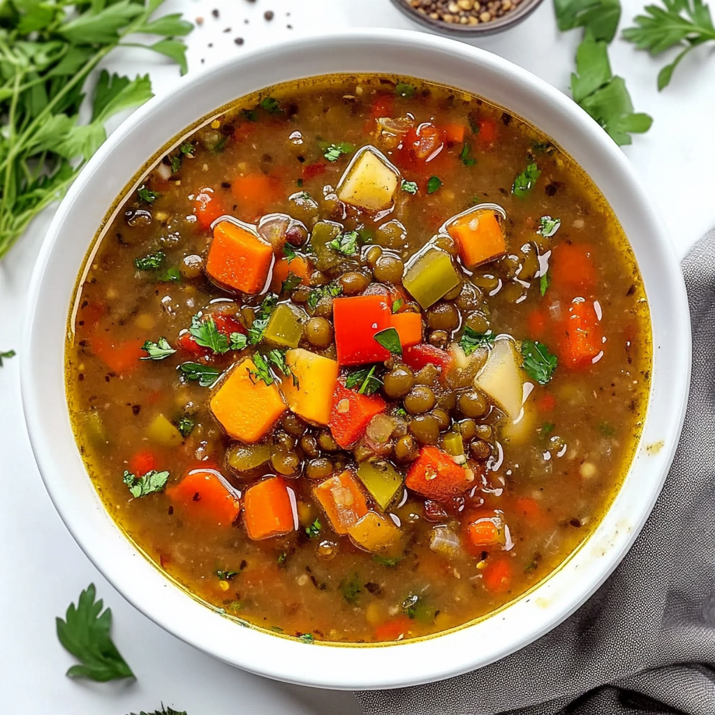 Recipe preparation for Lentil Vegetable Soup