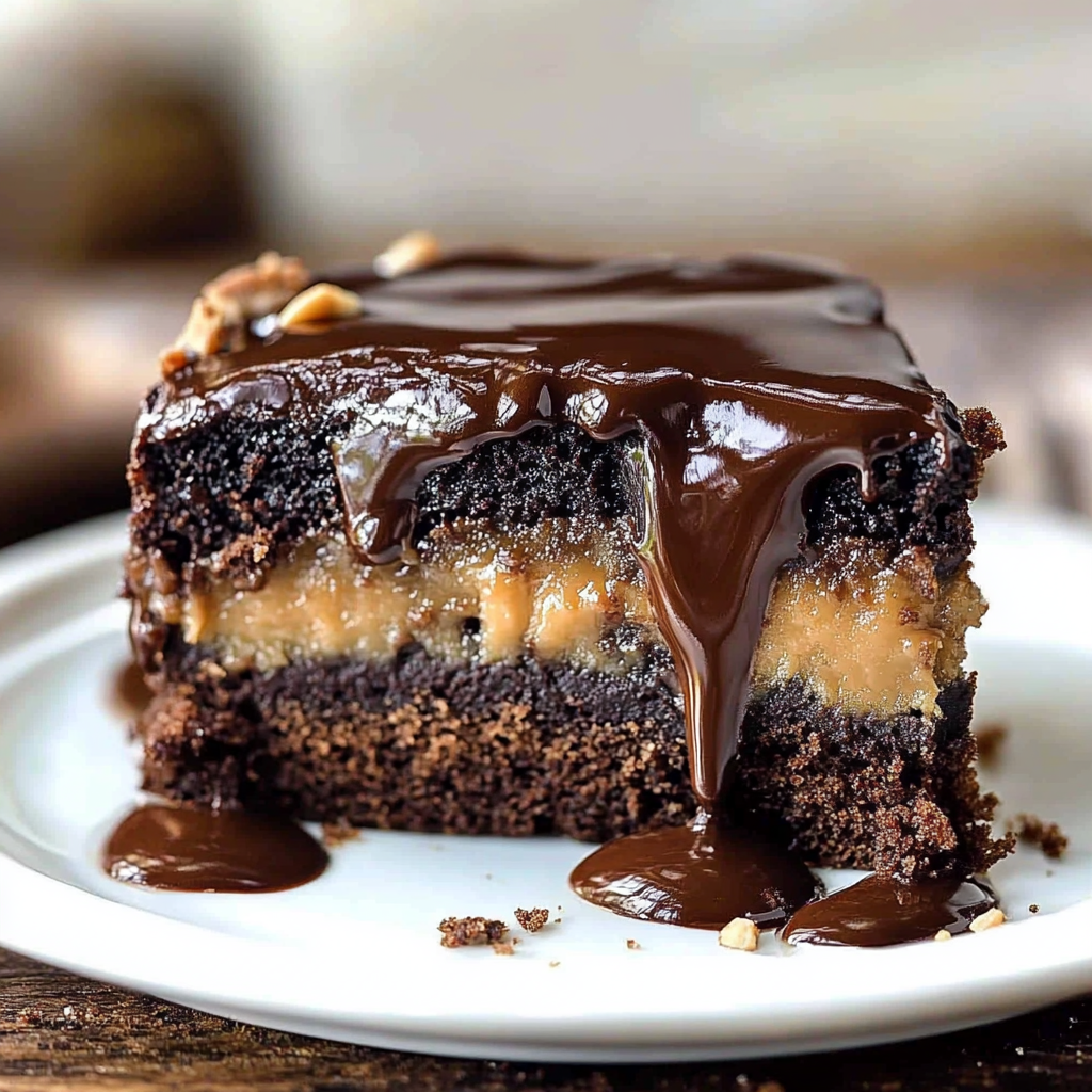 Recipe preparation for Gooey Chocolate Peanut Cake