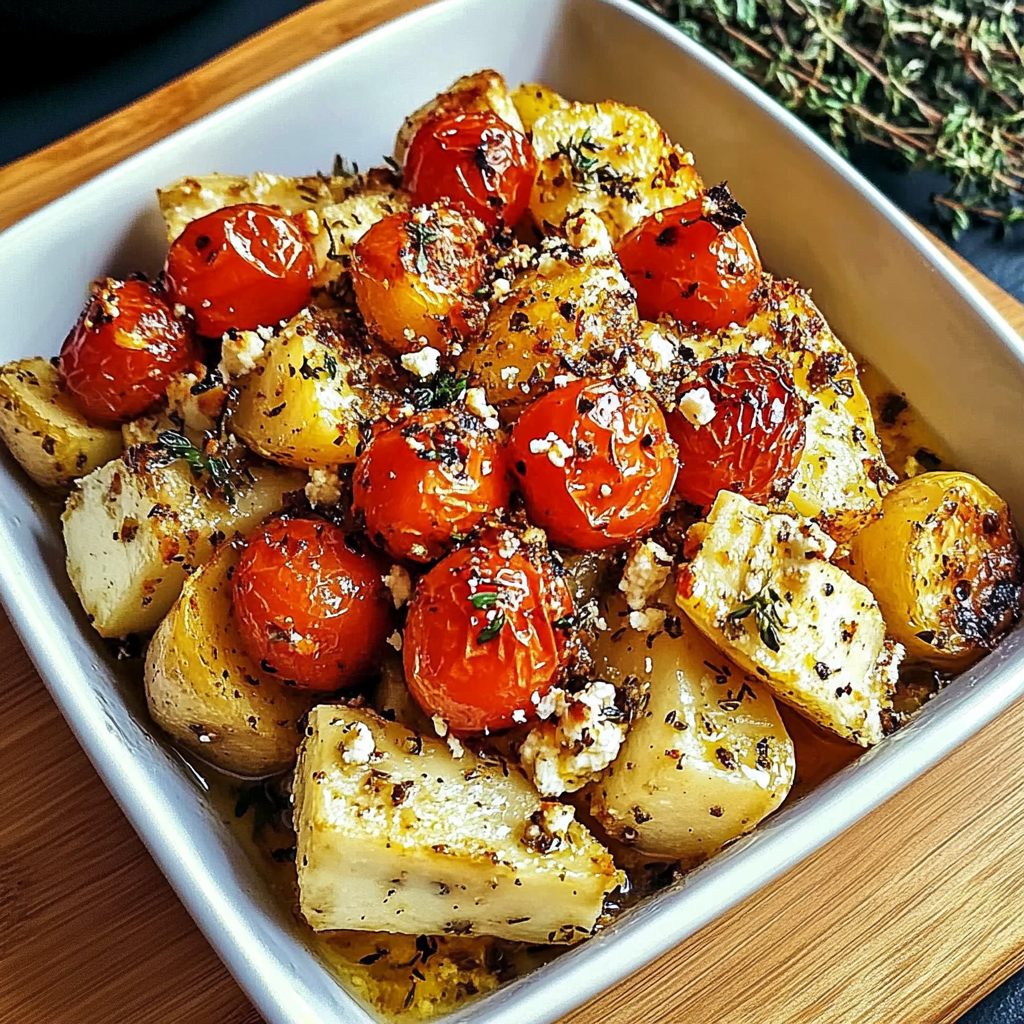 Recipe preparation for aked Feta Potatoes