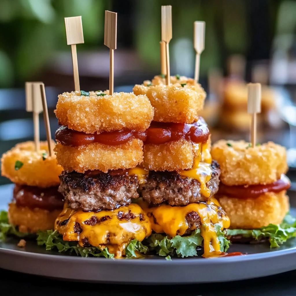 Recipe preparation for Mini Tater Tot Cheeseburgers Recipe
