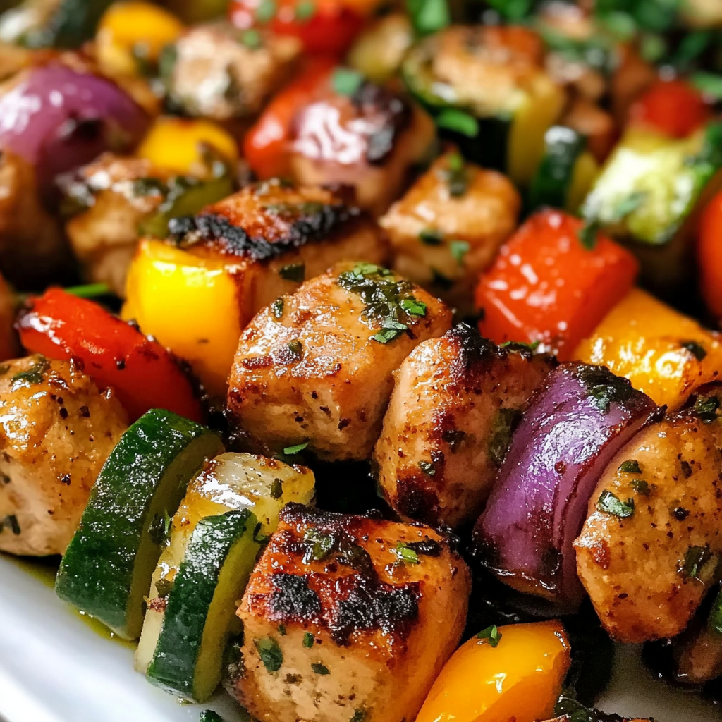 Recipe preparation for Grilled Chicken Kabobs