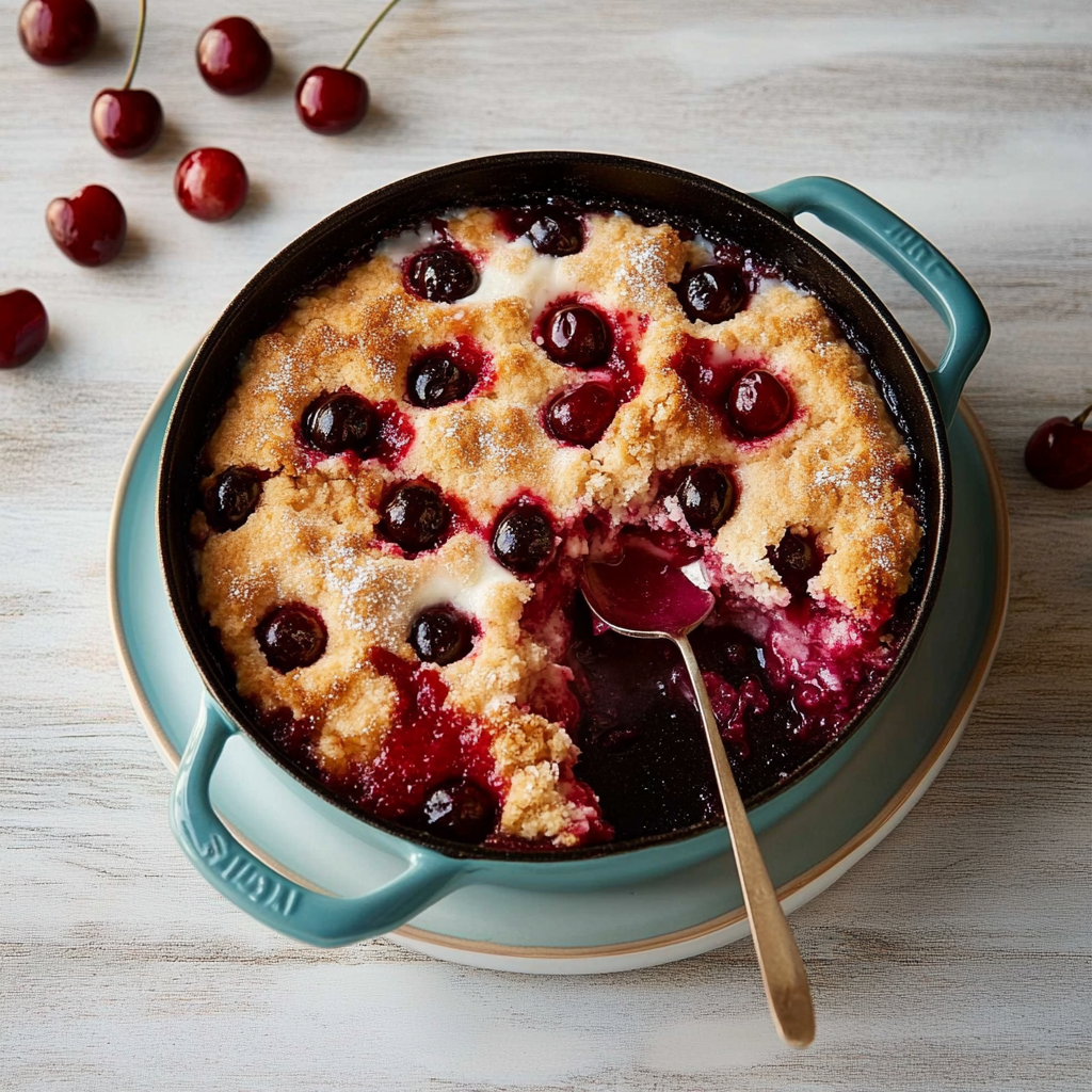 Recipe preparation for Cherry Cake with Pudding