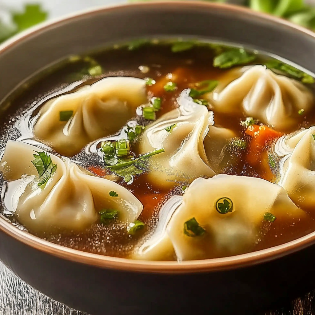Recipe preparation for Savory Asian Dumpling Soup
