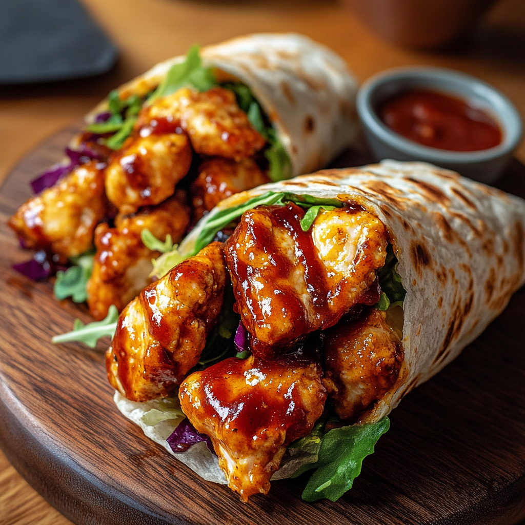 Recipe preparation for Honey Bbq Chicken Wraps