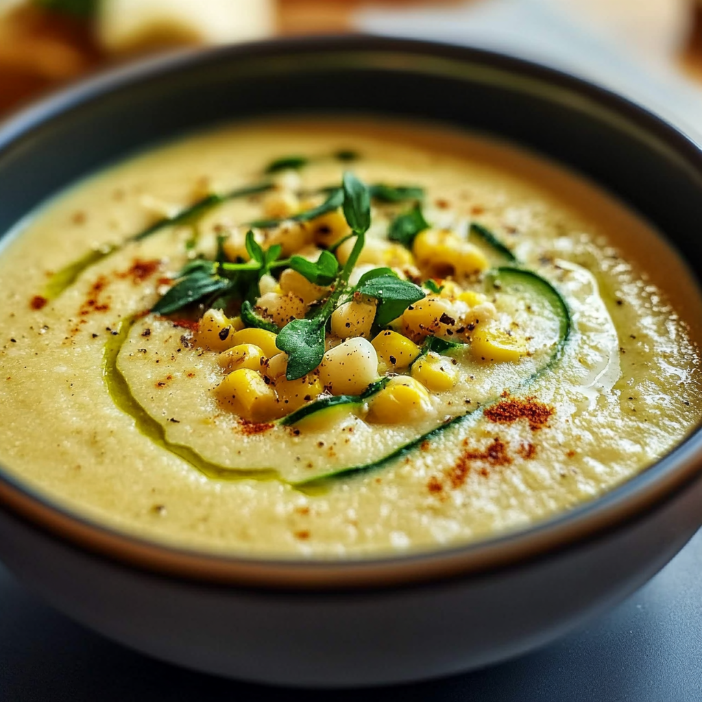 Recipe preparation for Zucchini Corn Chowder Fall Soup