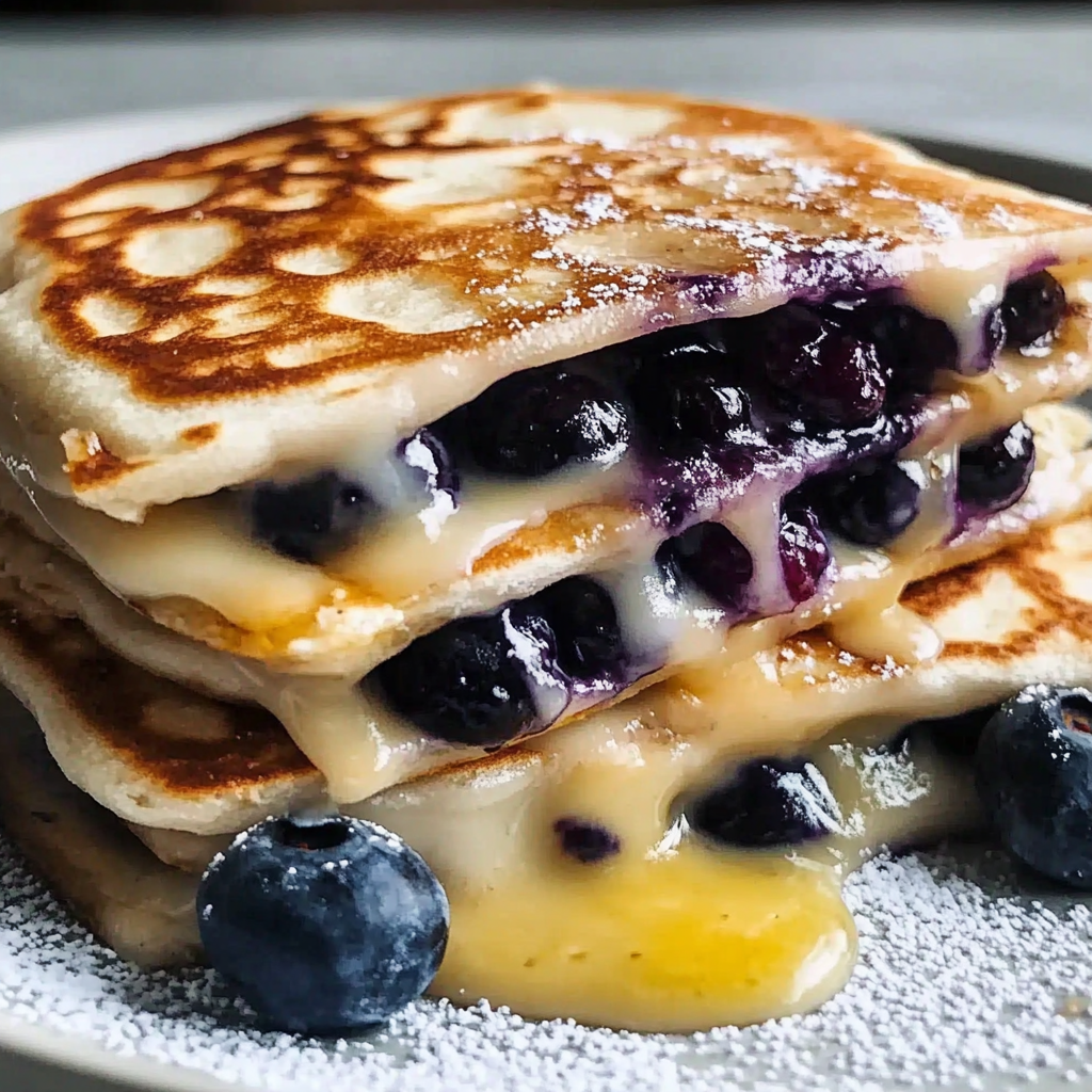 Recipe preparation for Blueberry Breakfast Quesadilla Treat
