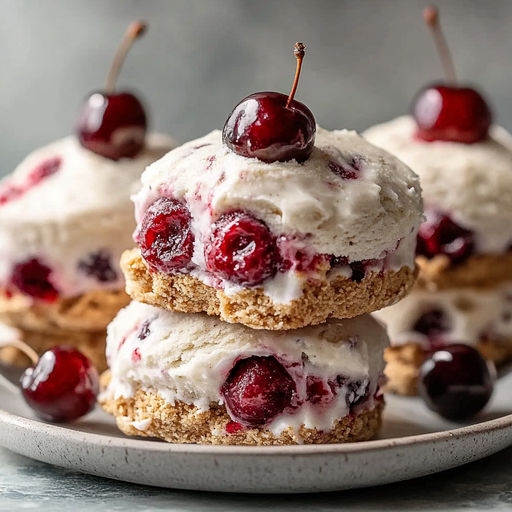 Recipe preparation for Cherry Cheesecake Ice Cream Sandwiches