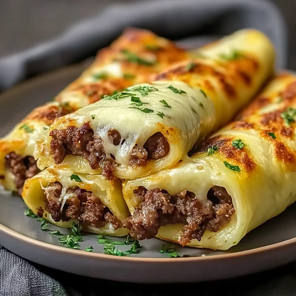 Recipe preparation for Keto Philly Cheesesteak Rolls