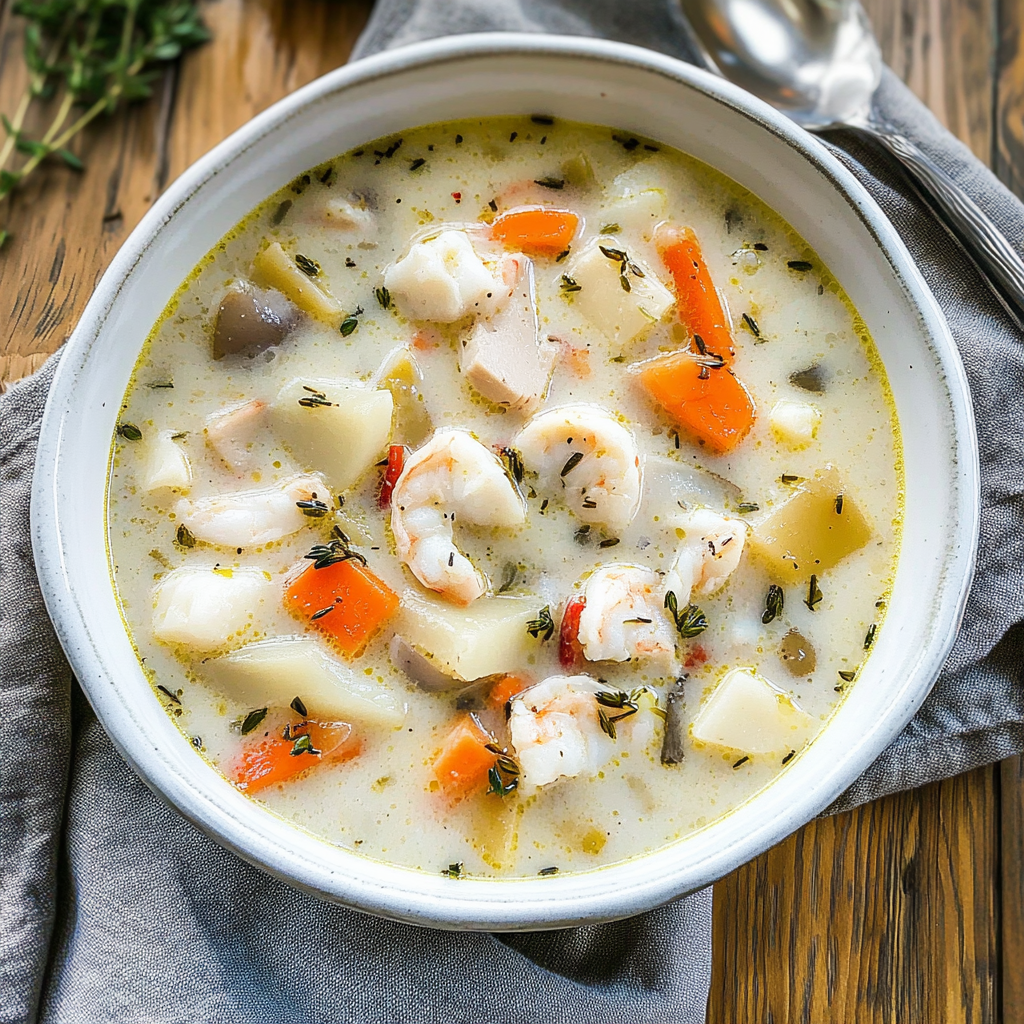Recipe preparation for Seafood Chowder Recipe