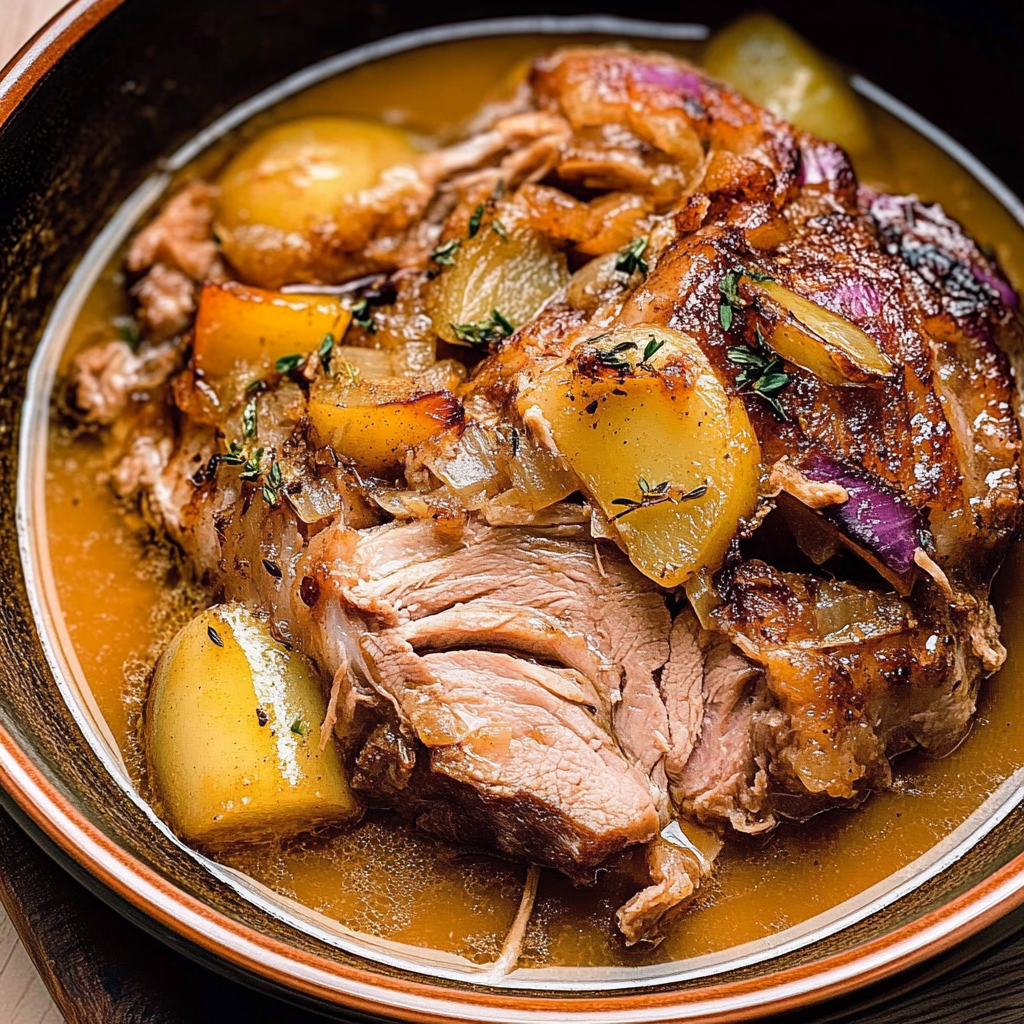 Recipe preparation for Apple Cider Braised Pork Shoulder