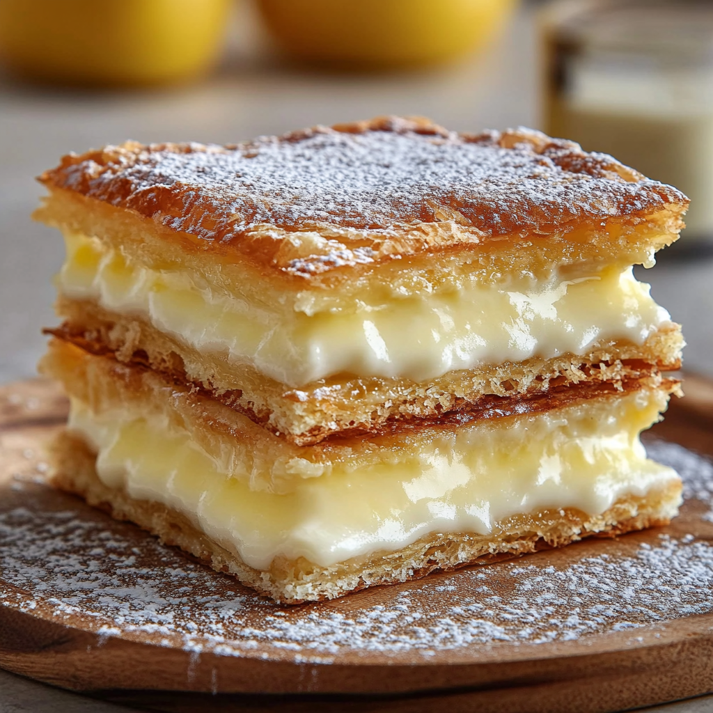 Recipe preparation for Creamy Vanilla Custard Squares