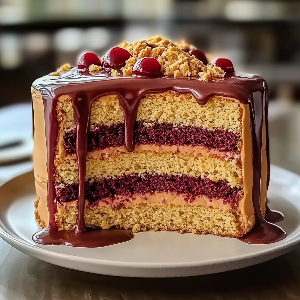 Recipe preparation for Peanut Butter & Jelly Cake