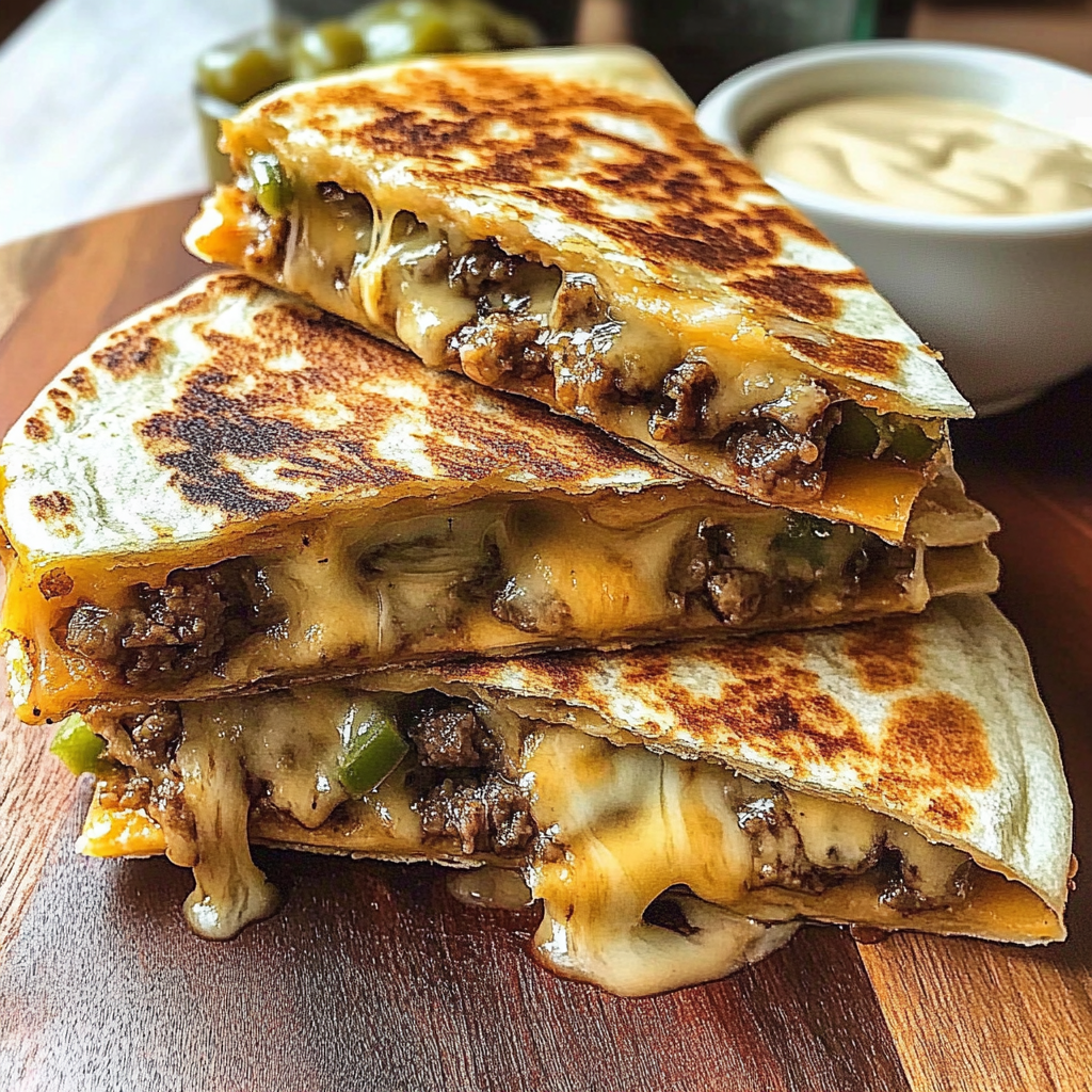 Recipe preparation for Cheeseburger Quesadillas Burger Sauce