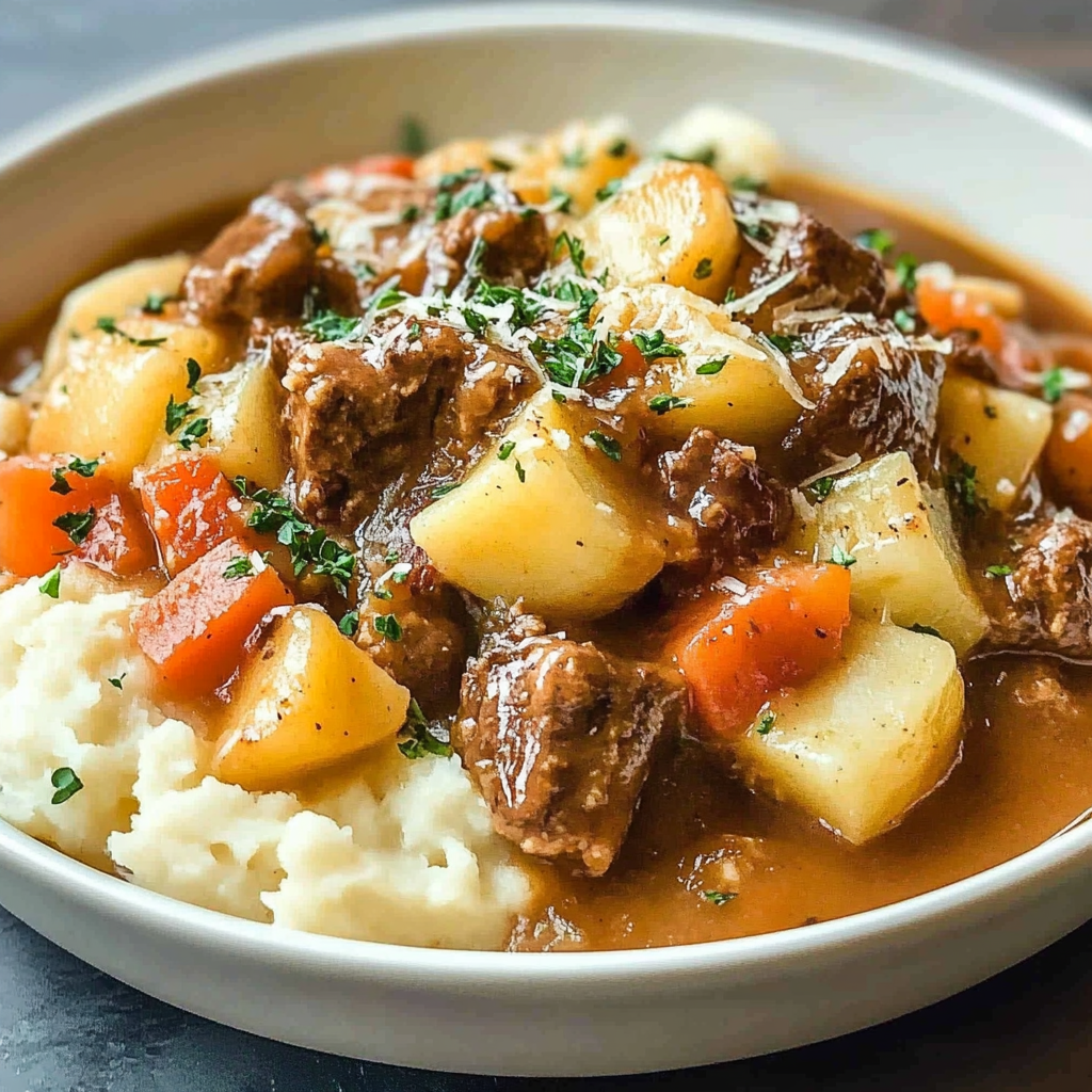 Recipe preparation for Fall Apple Cider Stew Potatoes