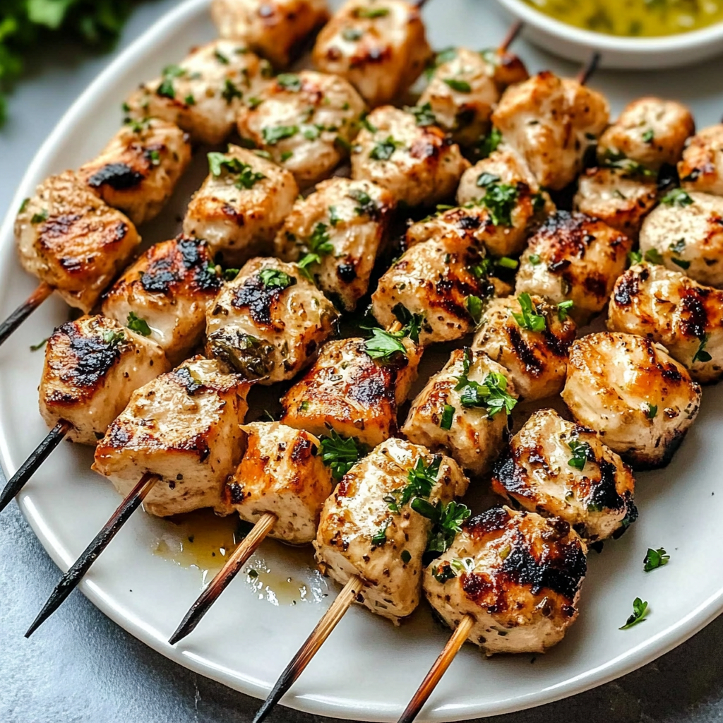 Recipe preparation for Garlic Parmesan Chicken Skewers