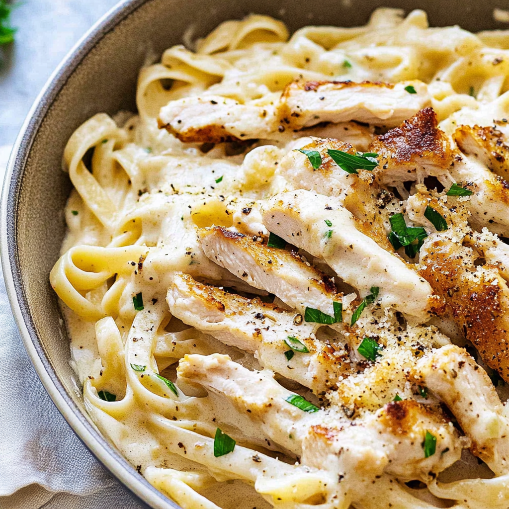 Recipe preparation for One Pot Chicken Alfredo Pasta