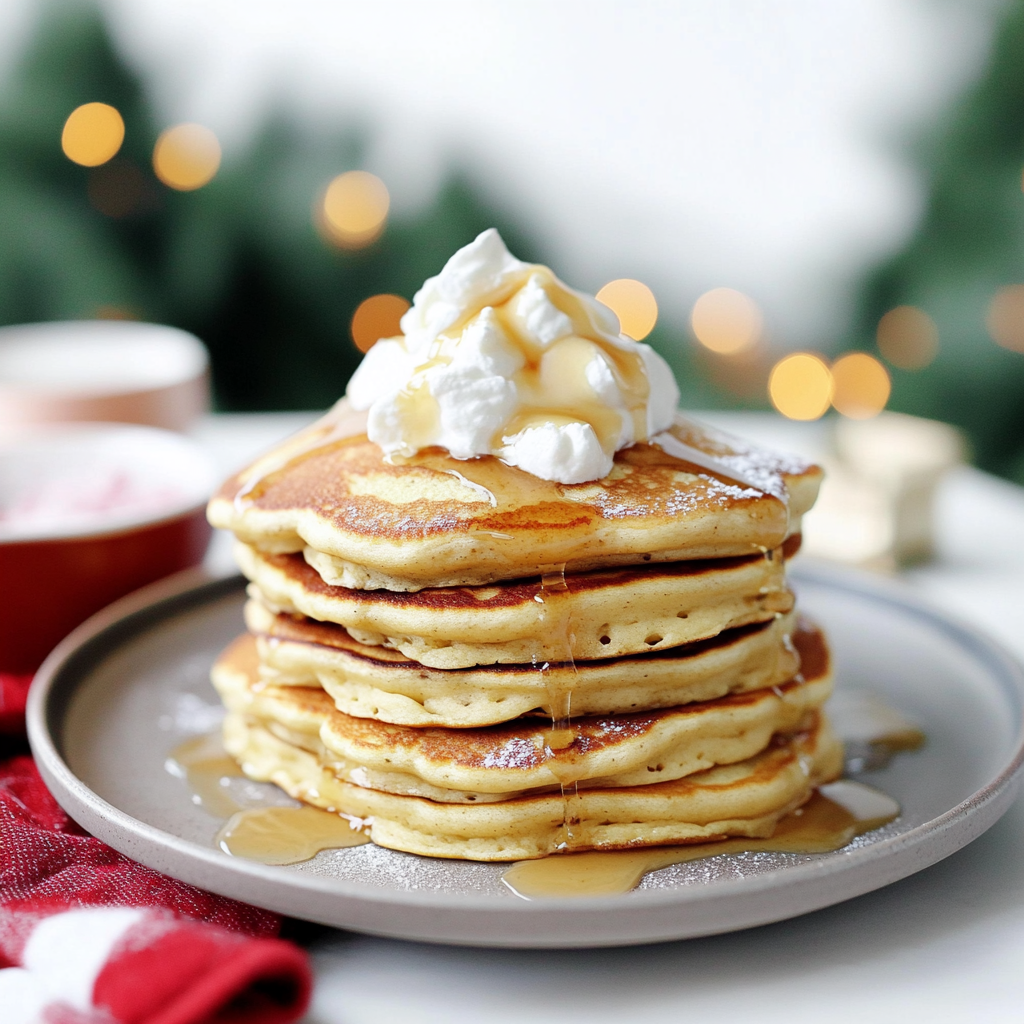 Recipe preparation for Eggnog Pancakes