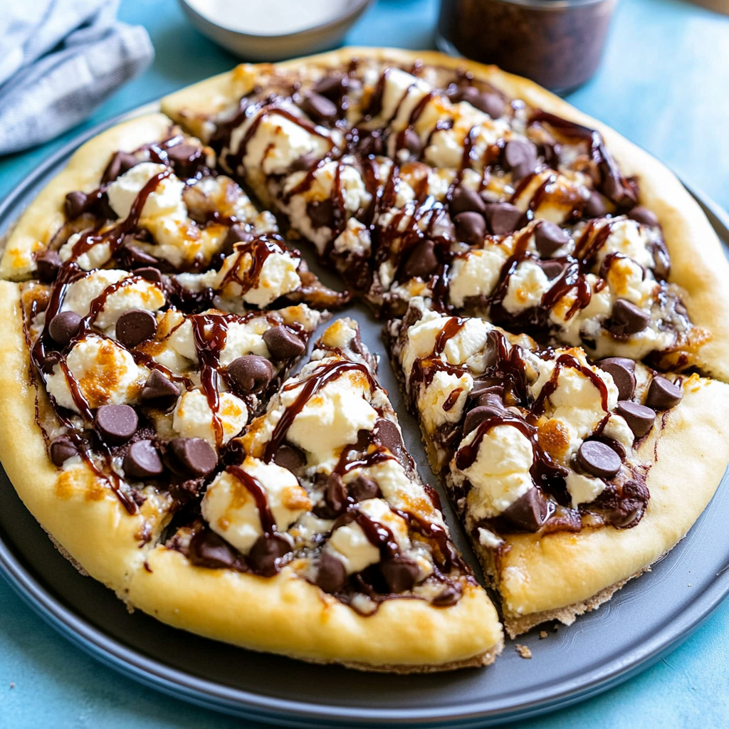 Recipe preparation for Chocolate Chip Dessert Pizza