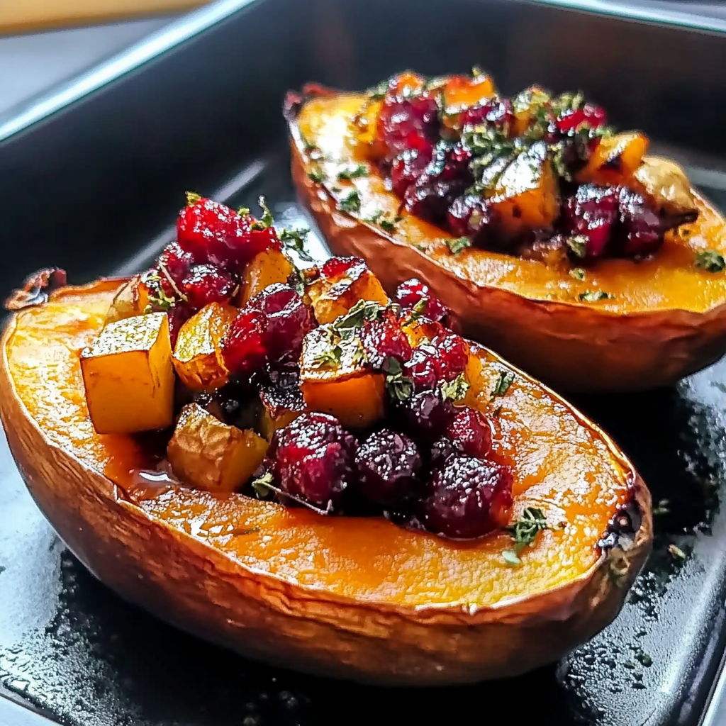 Recipe preparation for Cranberry Apple Twice-Baked Sweet Potatoes