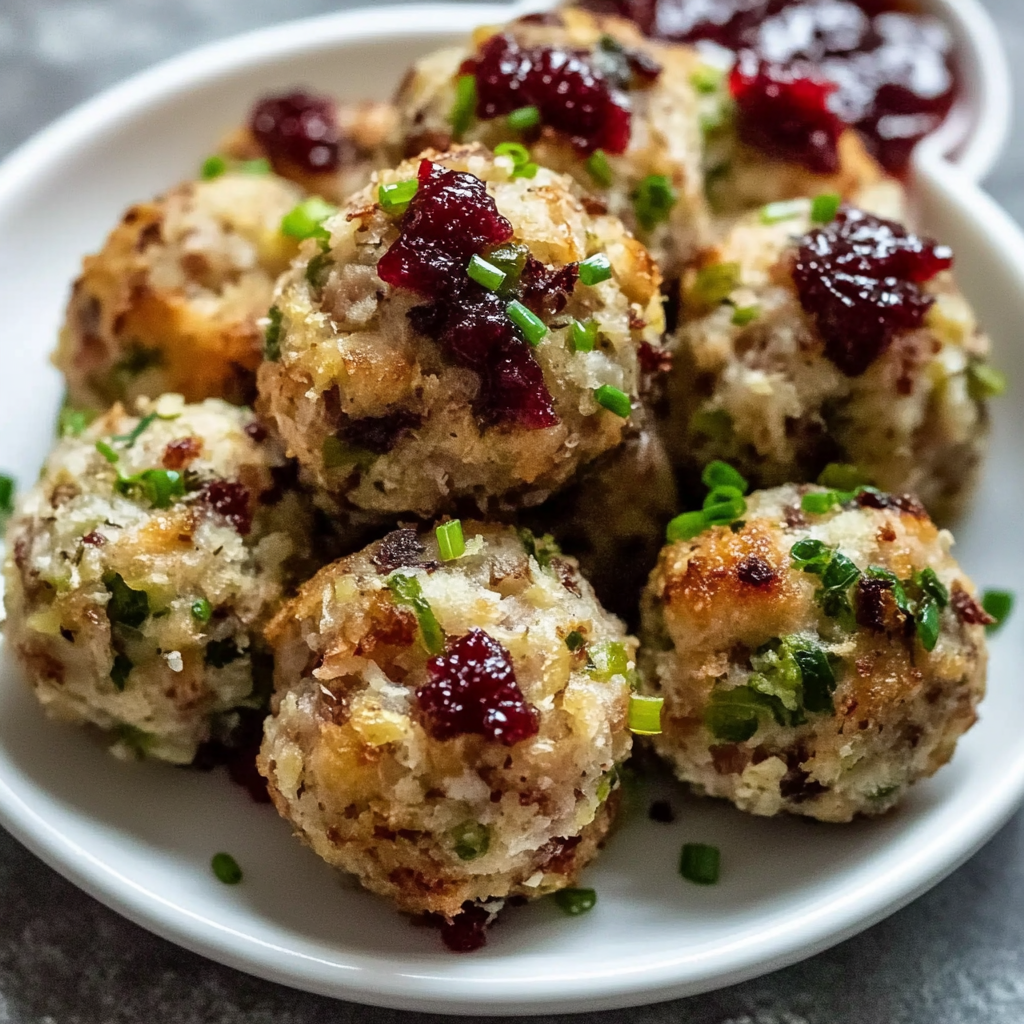 Recipe preparation for Cranberry Turkey Stuffing Balls