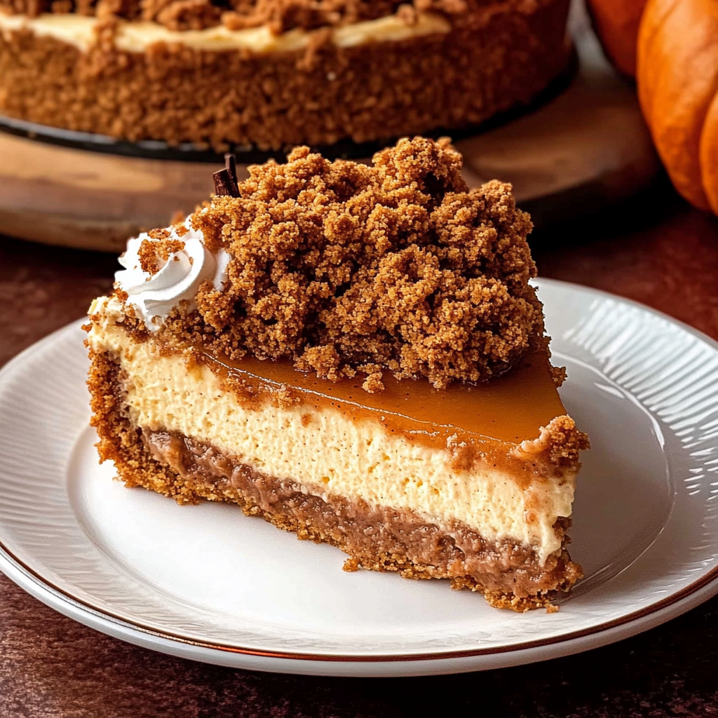Recipe preparation for Pumpkin Streusel Cheesecake