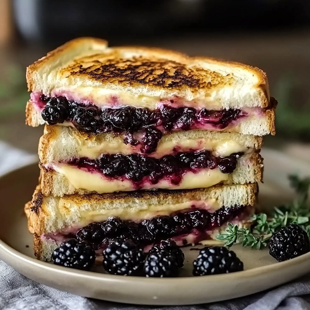 Recipe preparation for Balsamic Blackberry Bliss Grilled Cheese