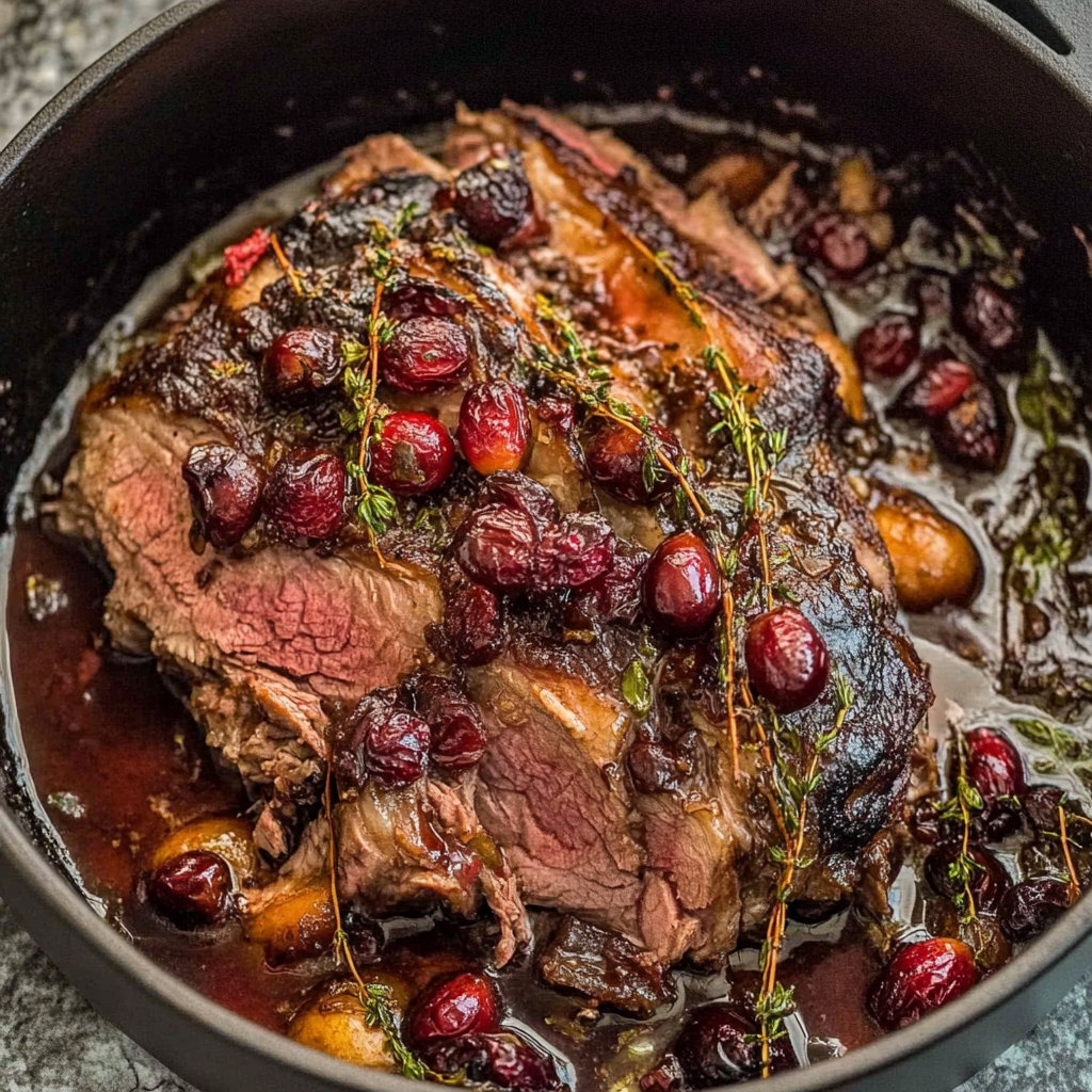 Recipe preparation for Cranberry Balsamic Roast Beef