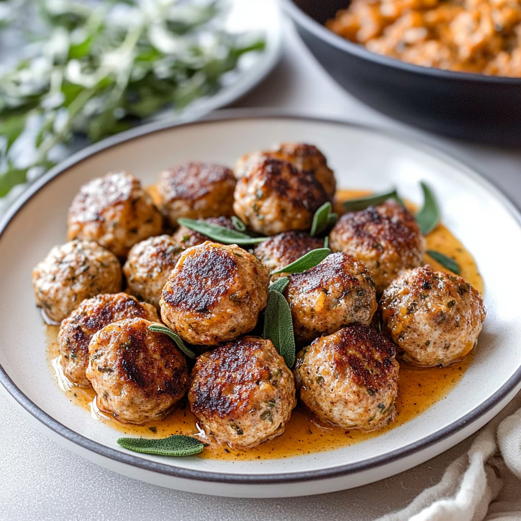 Recipe preparation for Turkey Meatballs in Pumpkin Sage Sauce