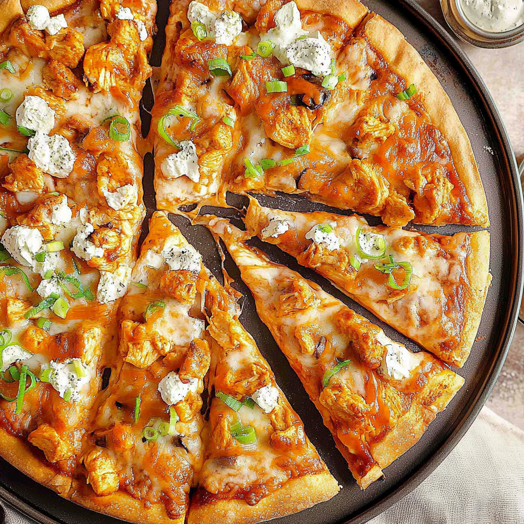 Recipe preparation for Buffalo Chicken Pizza Recipe