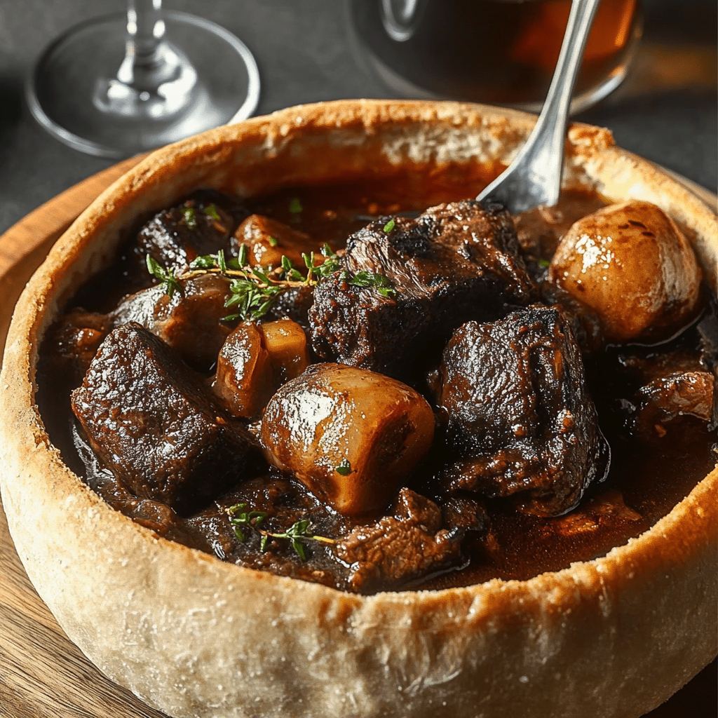 Recipe preparation for Red Wine Braised Beef Bourguignon