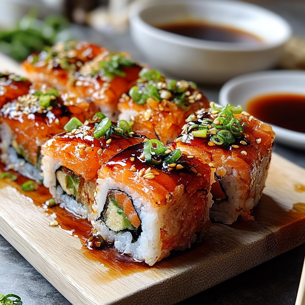 Recipe preparation for Spicy Salmon Sushi Bake