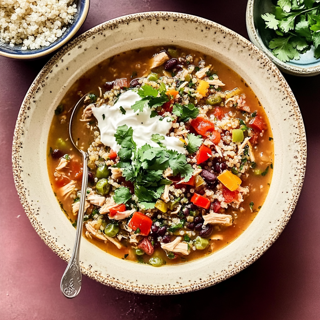 Recipe preparation for Southwest Turkey & Quinoa Soup