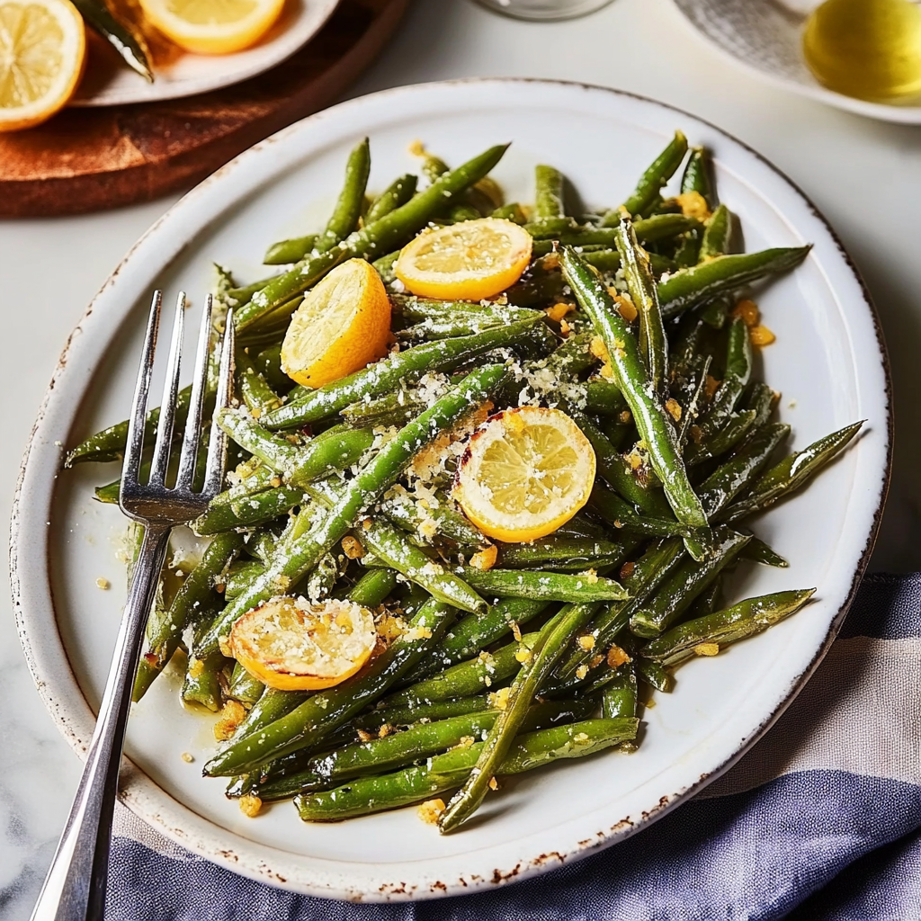 Recipe preparation for Roasted Green Beans