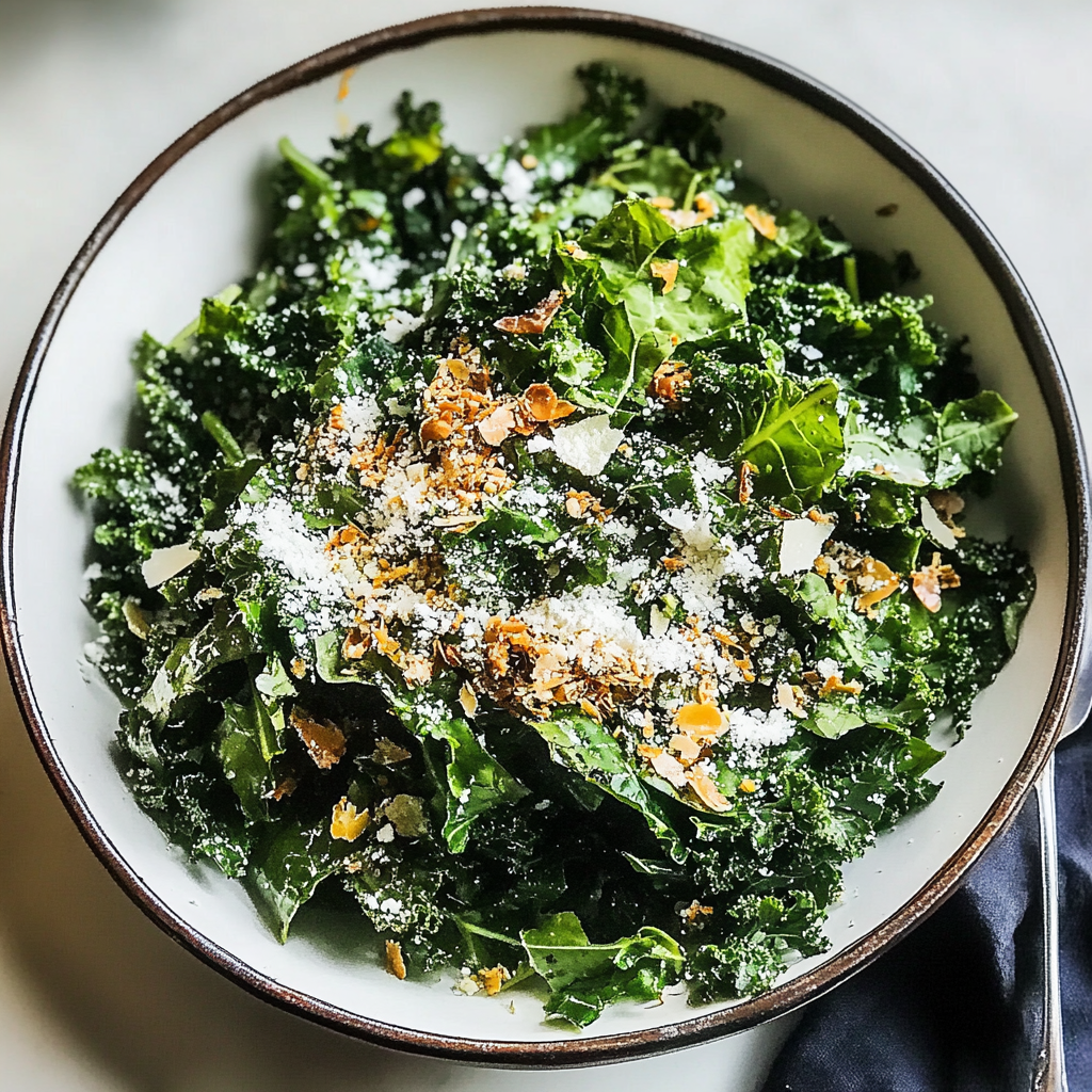 Recipe preparation for The Kale Salad