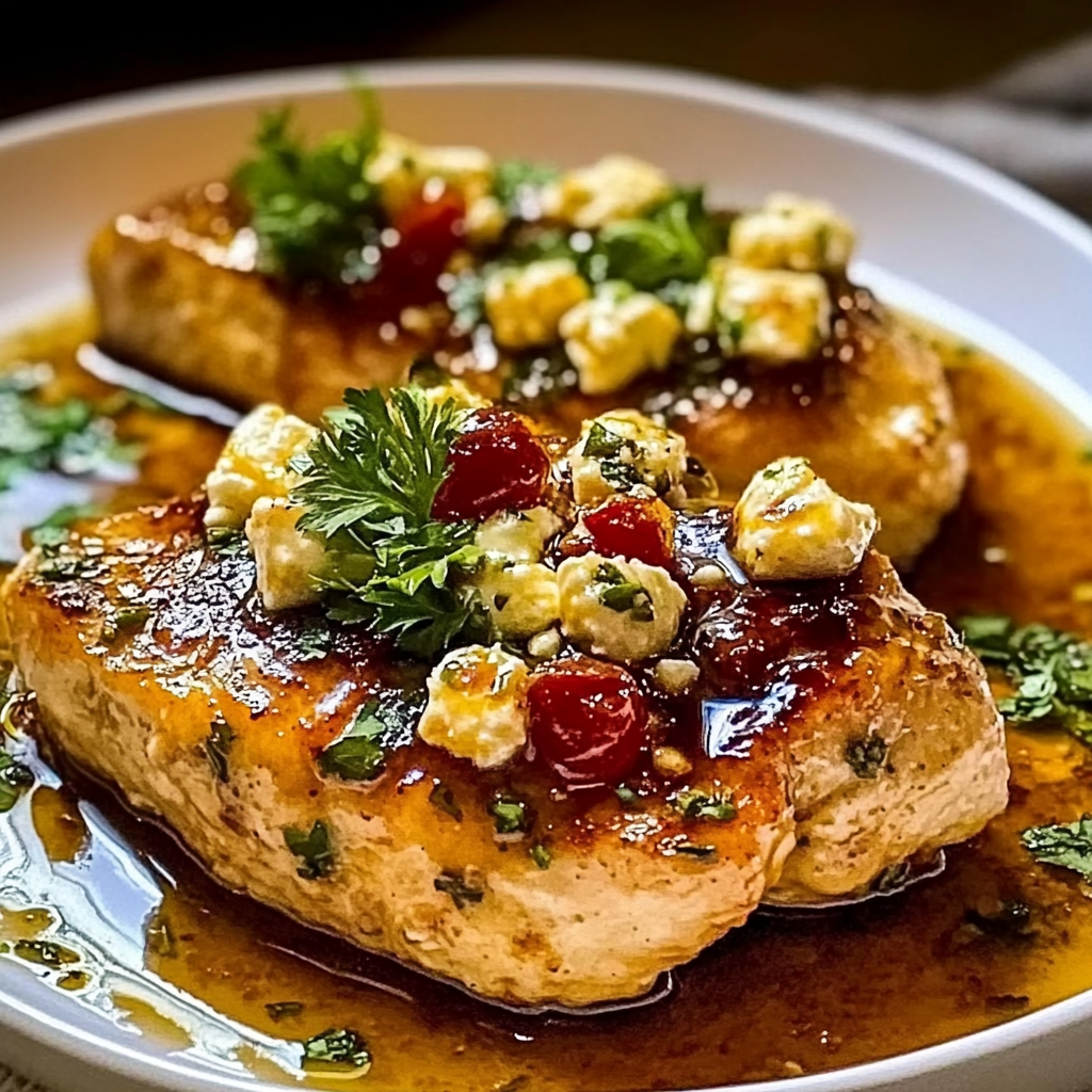 Recipe preparation for Hot Honey Infused Feta Chicken